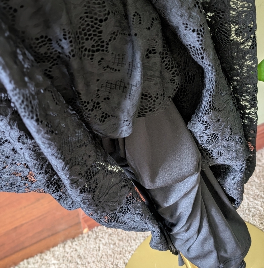 Chic Soul Women's Size 3X Off Shoulder Black Lace Fully Lined Boho Maxi Dress - Picture 9 of 13